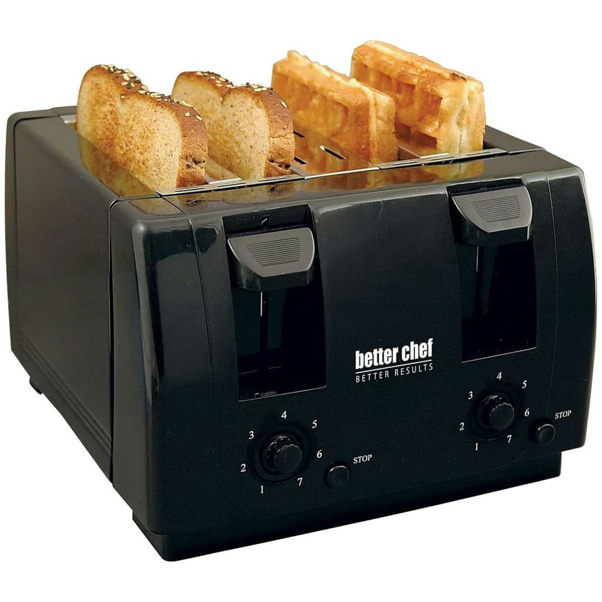 Better Chef Wide Slot 4-Slice Dual Control Toaster - Black