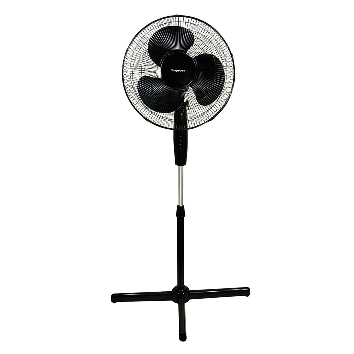 Impress 16-Inch 3-Speed Oscillating Stand Fan Easy No Tool Assembly - Black - 16 inch