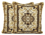 DaDa Bedding Elegant Golden Persian Style Rug Floral Tapestry Throw Pillow Covers 16" x 16" by DaDa Bedding Collection