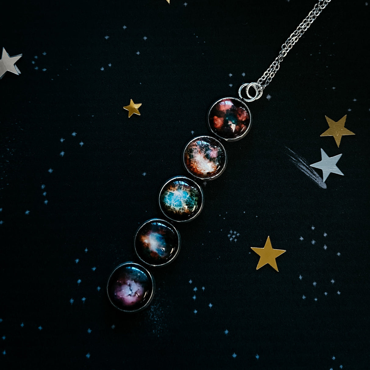 Nebula Rainbow Vertical Pendant Necklace by Yugen Handmade