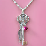 Skeleton Key Necklace with Pink Tiger’s Eye by The Urban Charm