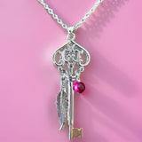 Skeleton Key Necklace with Pink Tiger’s Eye by The Urban Charm