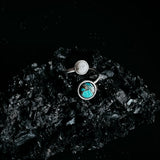 Earth and Moon Bypass Ring with Natural Stones by Yugen Handmade