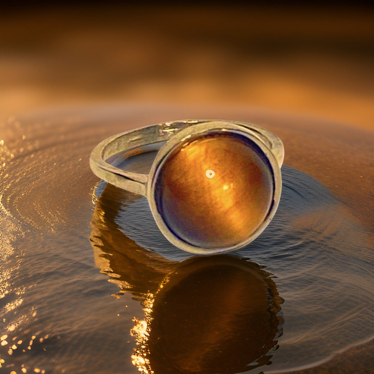 Tiger’s Eye Gemstone Round Ring by The Urban Charm