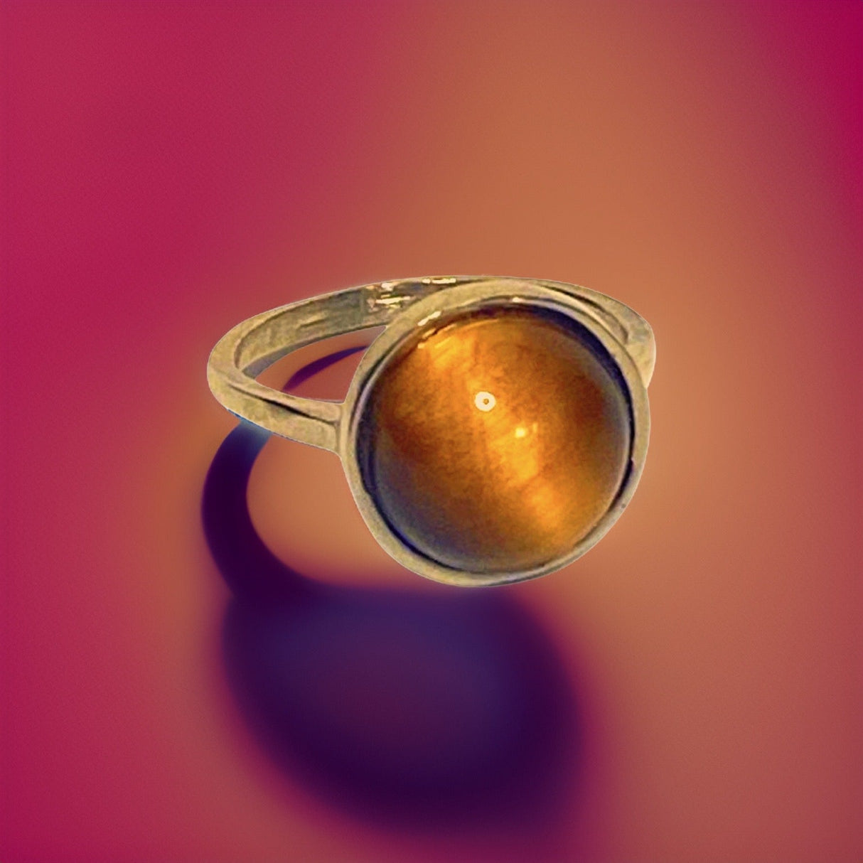 Tiger’s Eye Gemstone Round Ring by The Urban Charm