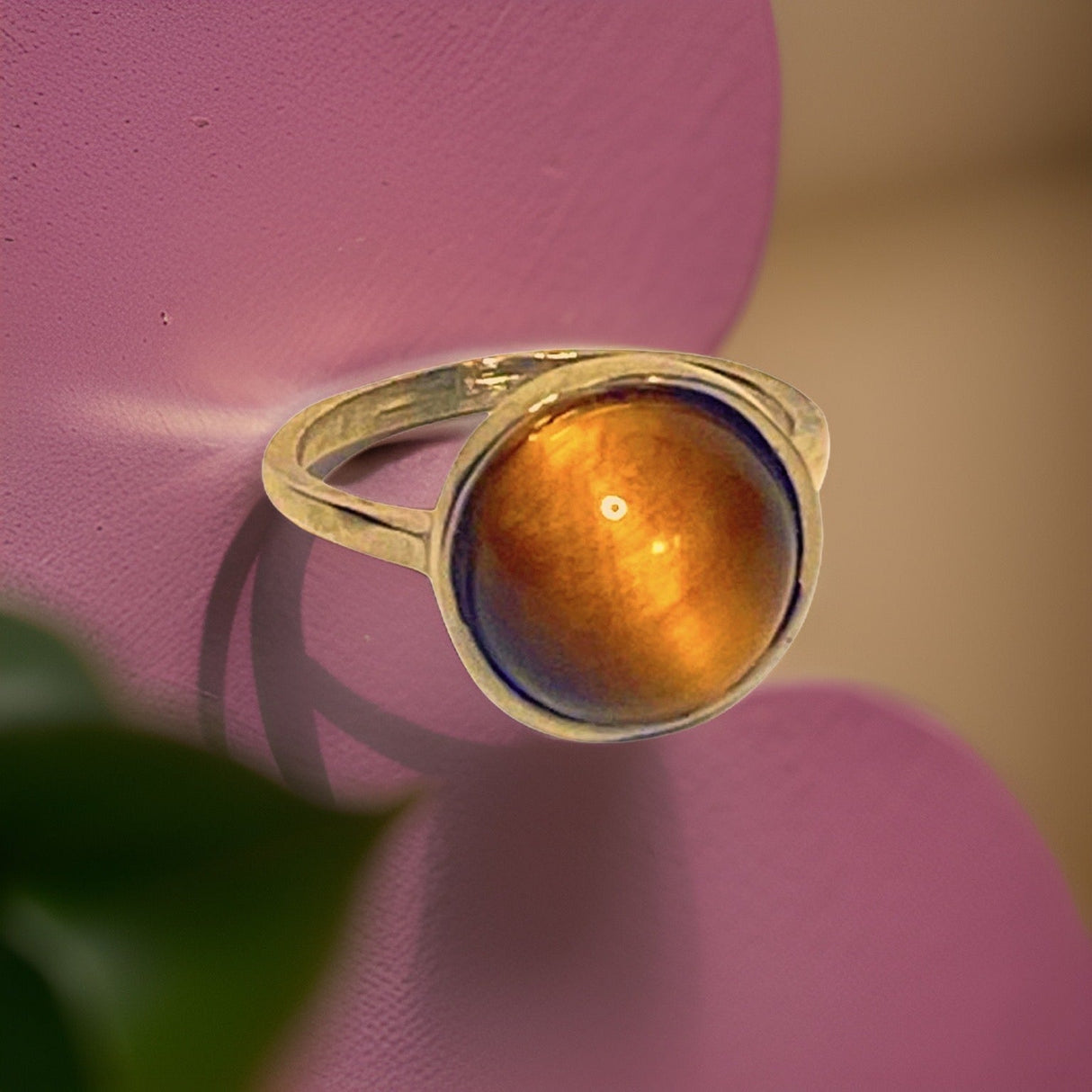 Tiger’s Eye Gemstone Round Ring by The Urban Charm