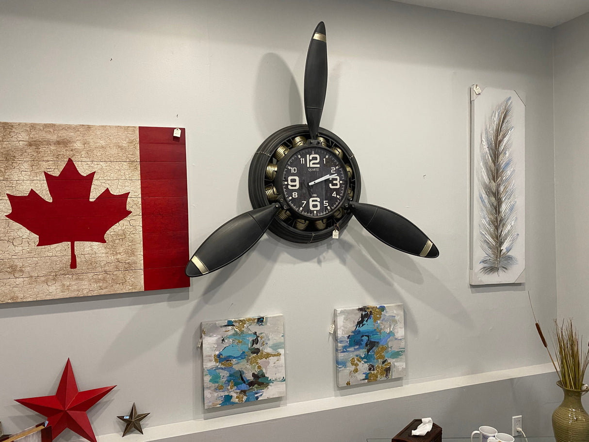 Metal Airplane Propeller Wall Décor clock by Peterson Housewares & Artwares