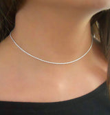 Solid Sterling Silver Rope Chain Choker Necklace - 3 Length Options by Donatello Gian