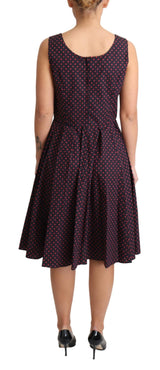 Red Blue Polka Cotton A-Line Gown Dress by Faz