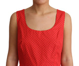 Red Polka Dotted Cotton A-Line  Dress by Faz