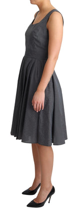 Black Polka Dotted Cotton A-Line Dress by Faz