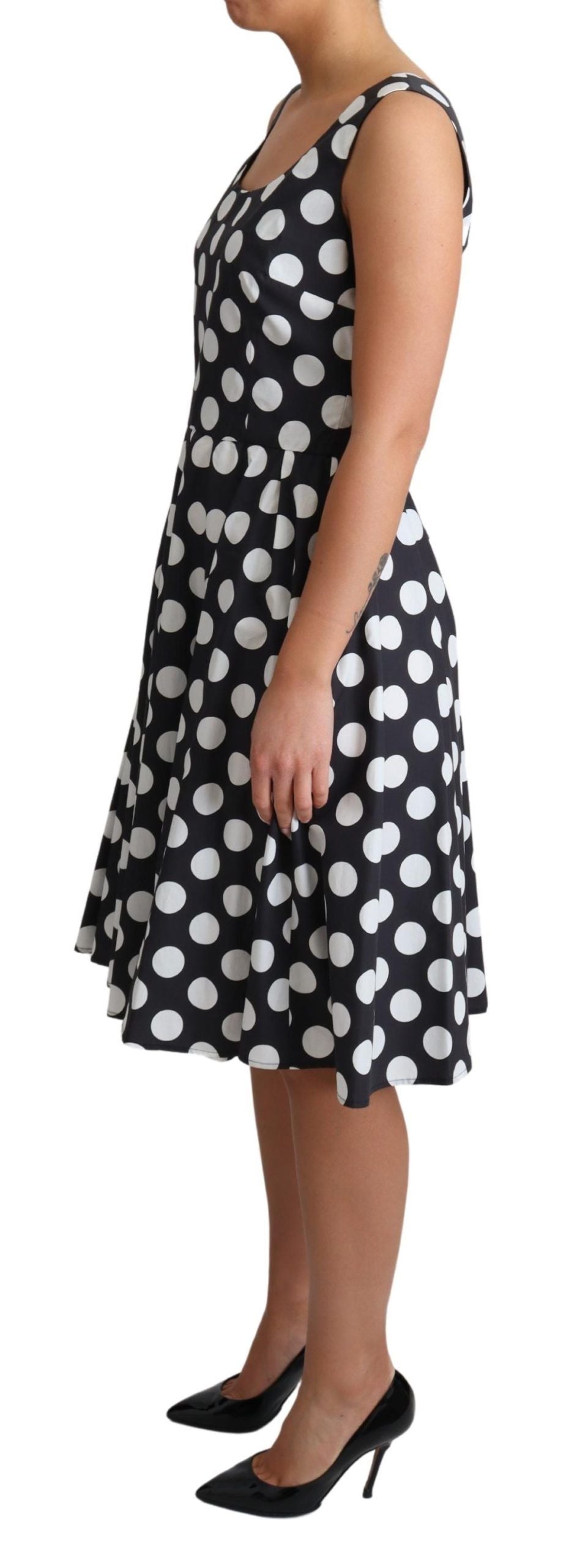 Blue Polka Dotted Cotton A-Line  Dress by Faz