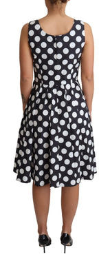 Blue Polka Dotted Cotton A-Line  Dress by Faz