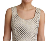 Beige Polka Dotted Cotton A-Line Dress by Faz