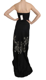 Black Sequined Flare Ball Gown Dress by Faz