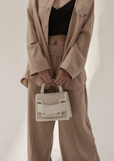 Evelyn Bag in Canvas and Genuine Leather, White by Bob Oré