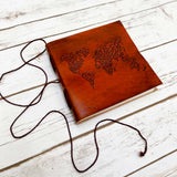 World Map 7x7 Artist Handmade Leather Journal by Soothi