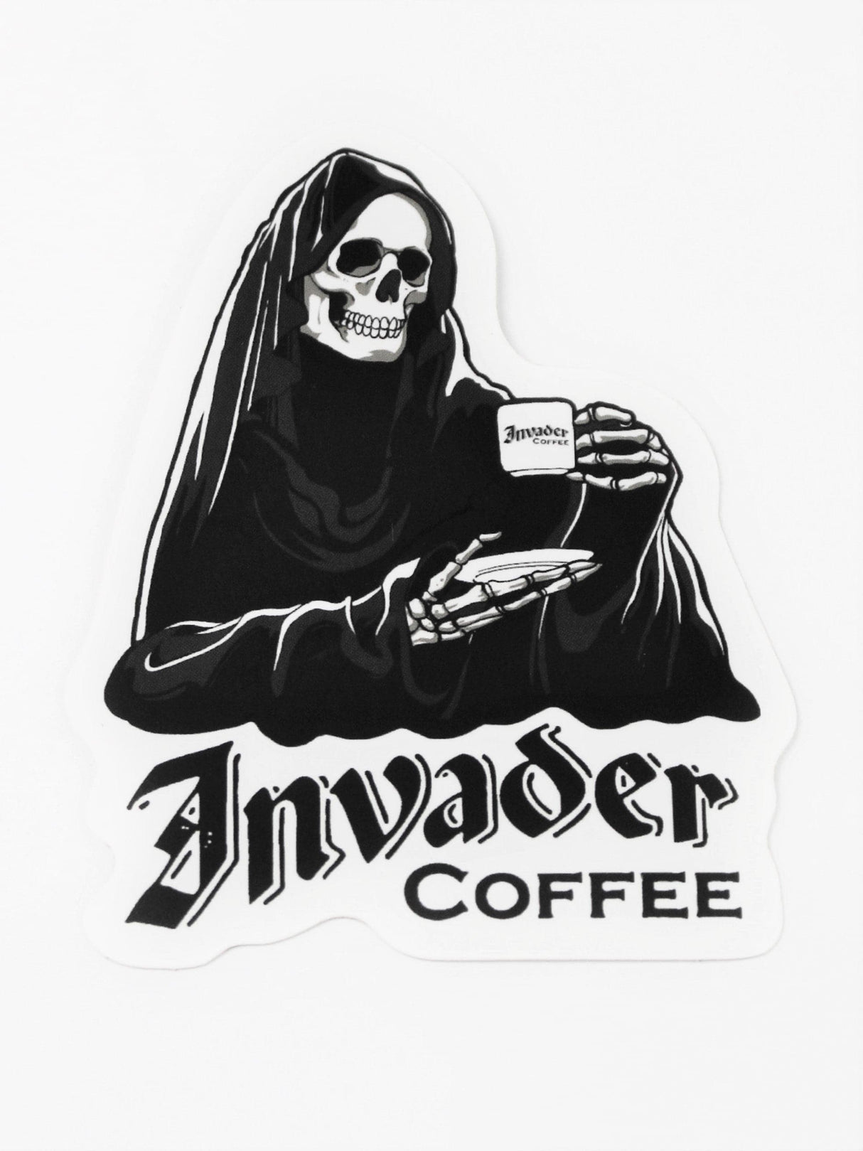 Thanatos Reaper Diecut Sticker Size 4"x3" by Invader Coffee