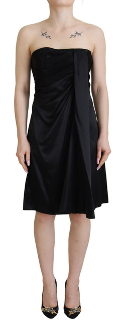 Black Silk Shift Short Mini Party Dress by Faz
