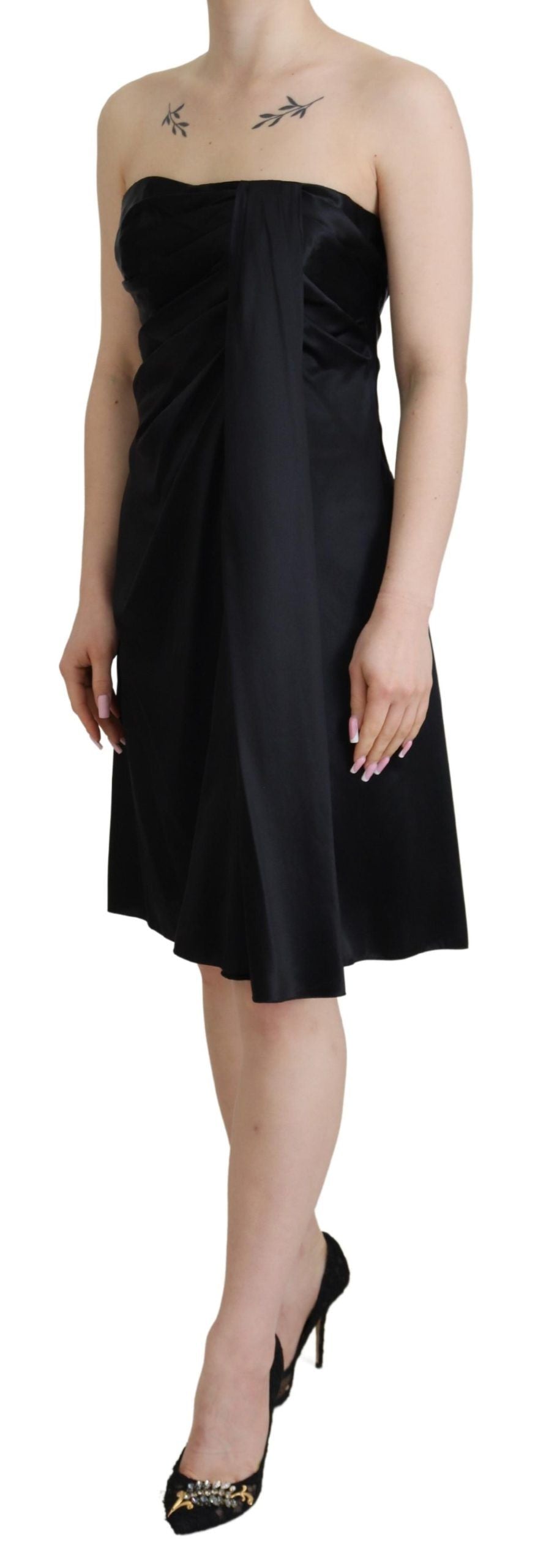 Black Silk Shift Short Mini Party Dress by Faz