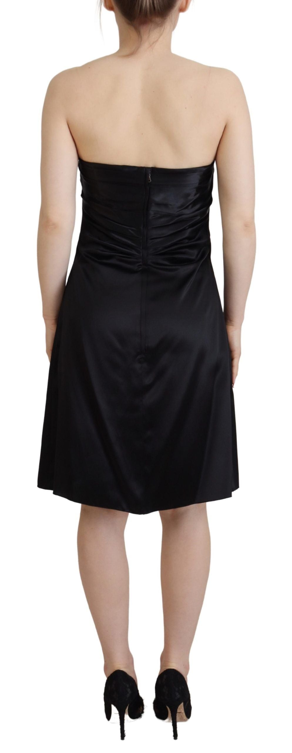 Black Silk Shift Short Mini Party Dress by Faz