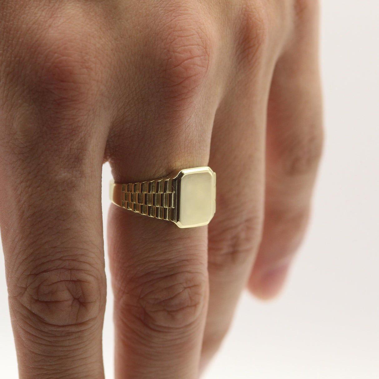 10k Solid Gold Bold Signet Ring by VicStoneNYC Fine Jewelry