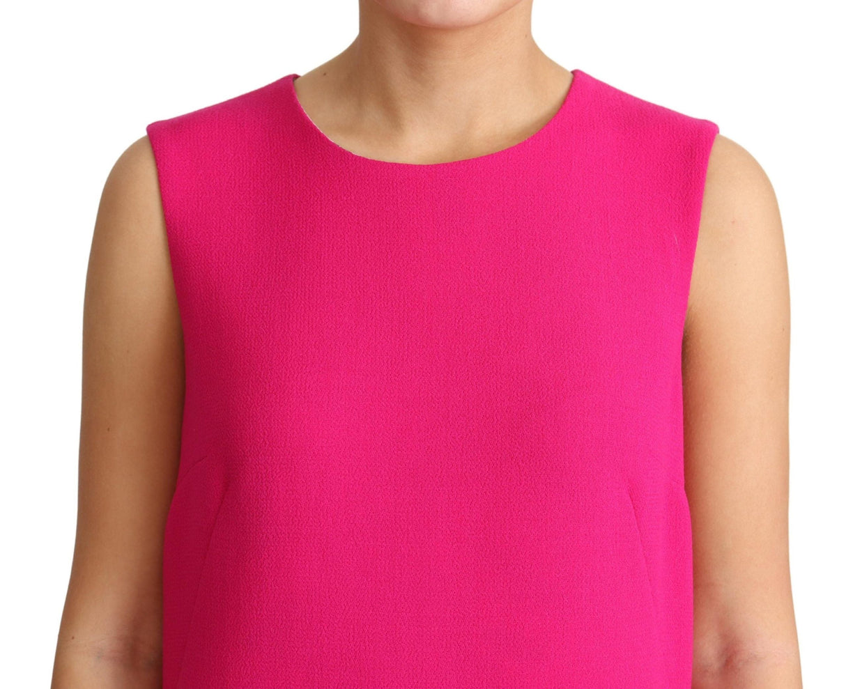 Fuchsia Wool Sequin Shift Sleeveless Dress by Faz