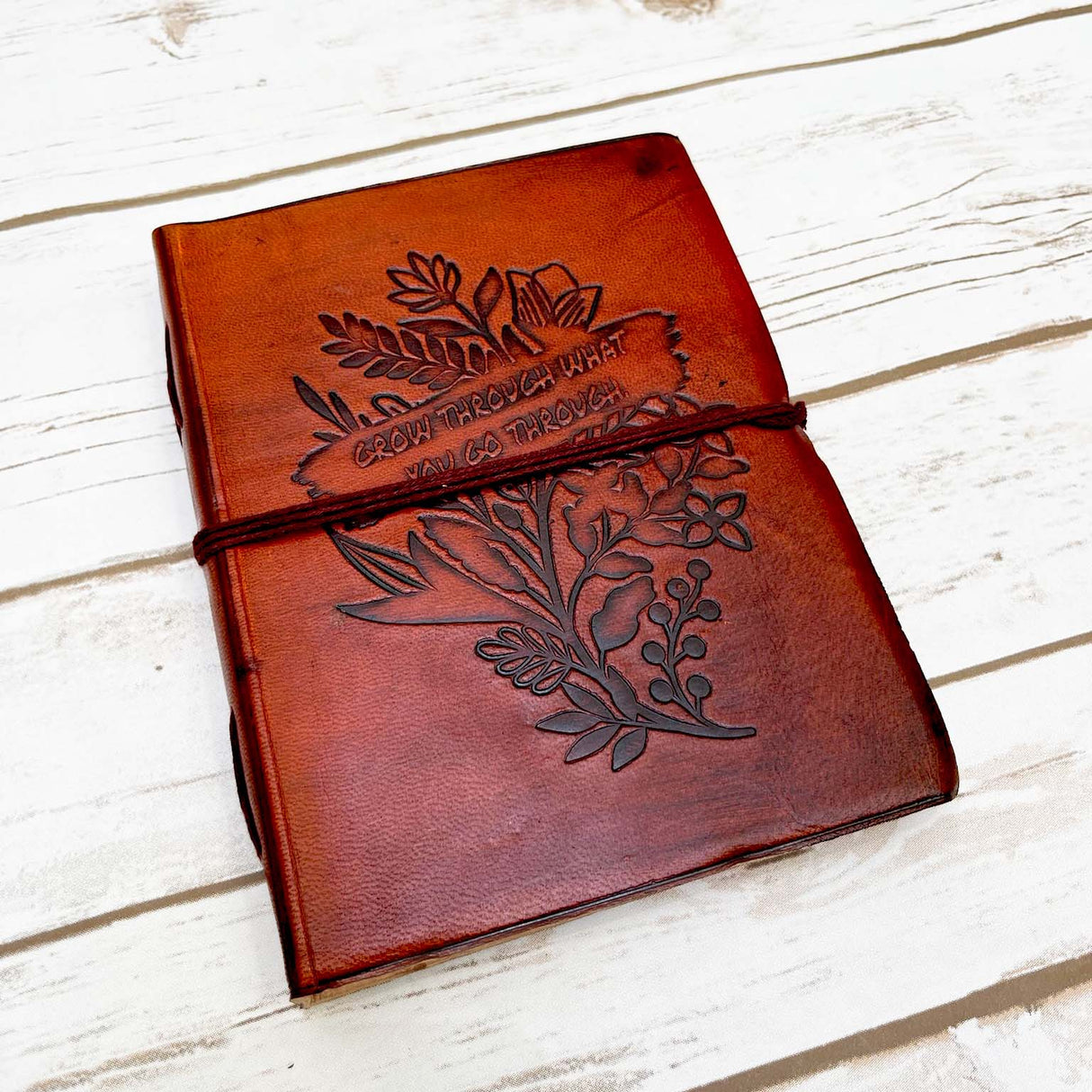 Grow Through Quote Leather Journal - 8x6 Size by Soothi