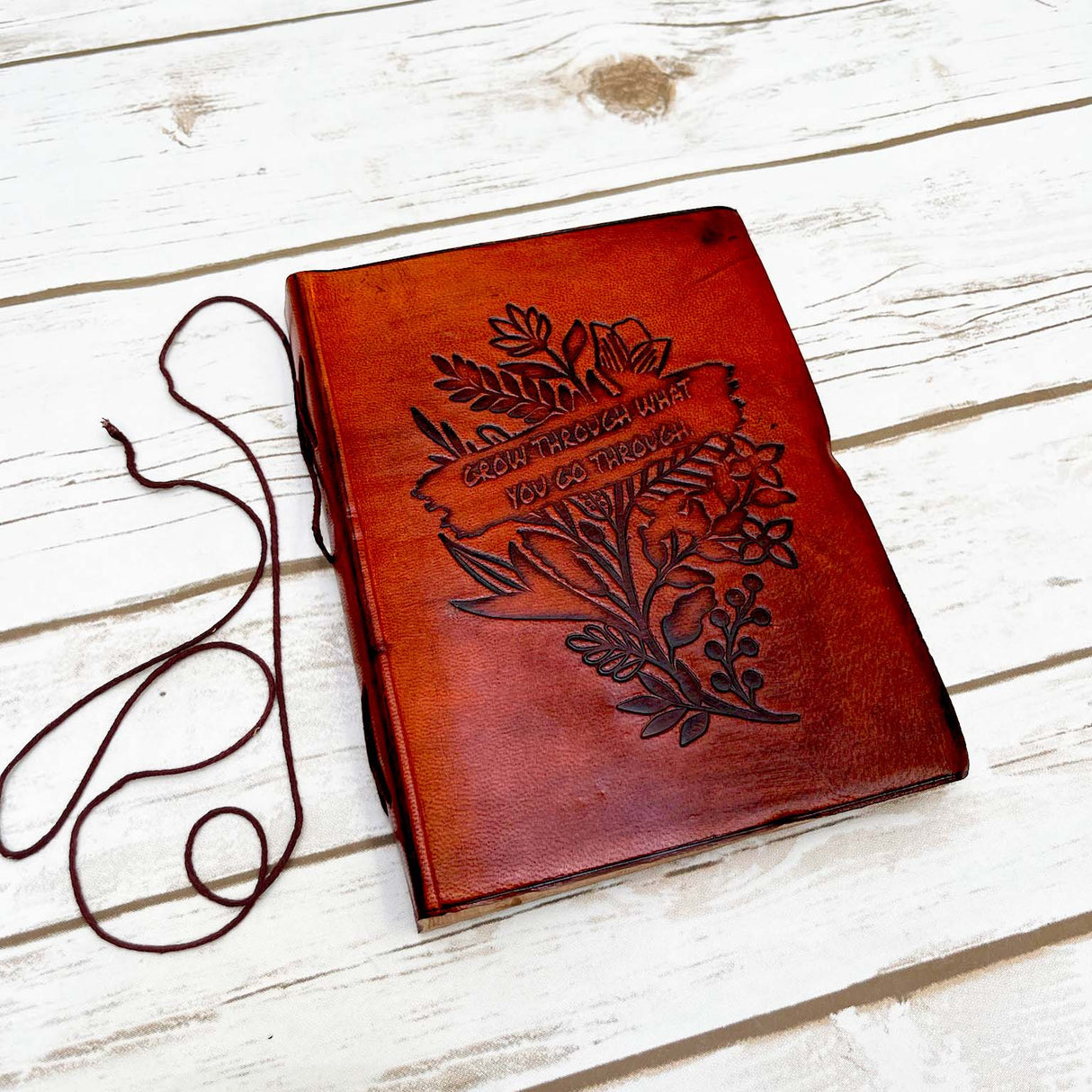 Grow Through Quote Leather Journal - 8x6 Size by Soothi