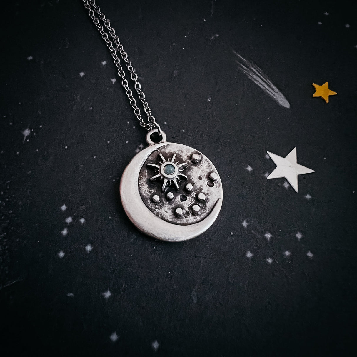 North Star Pendant Necklace with Opal by Yugen Handmade