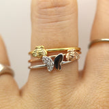 14k Lovely Butterfly with Diamond Gold Ring by VicStoneNYC Fine Jewelry