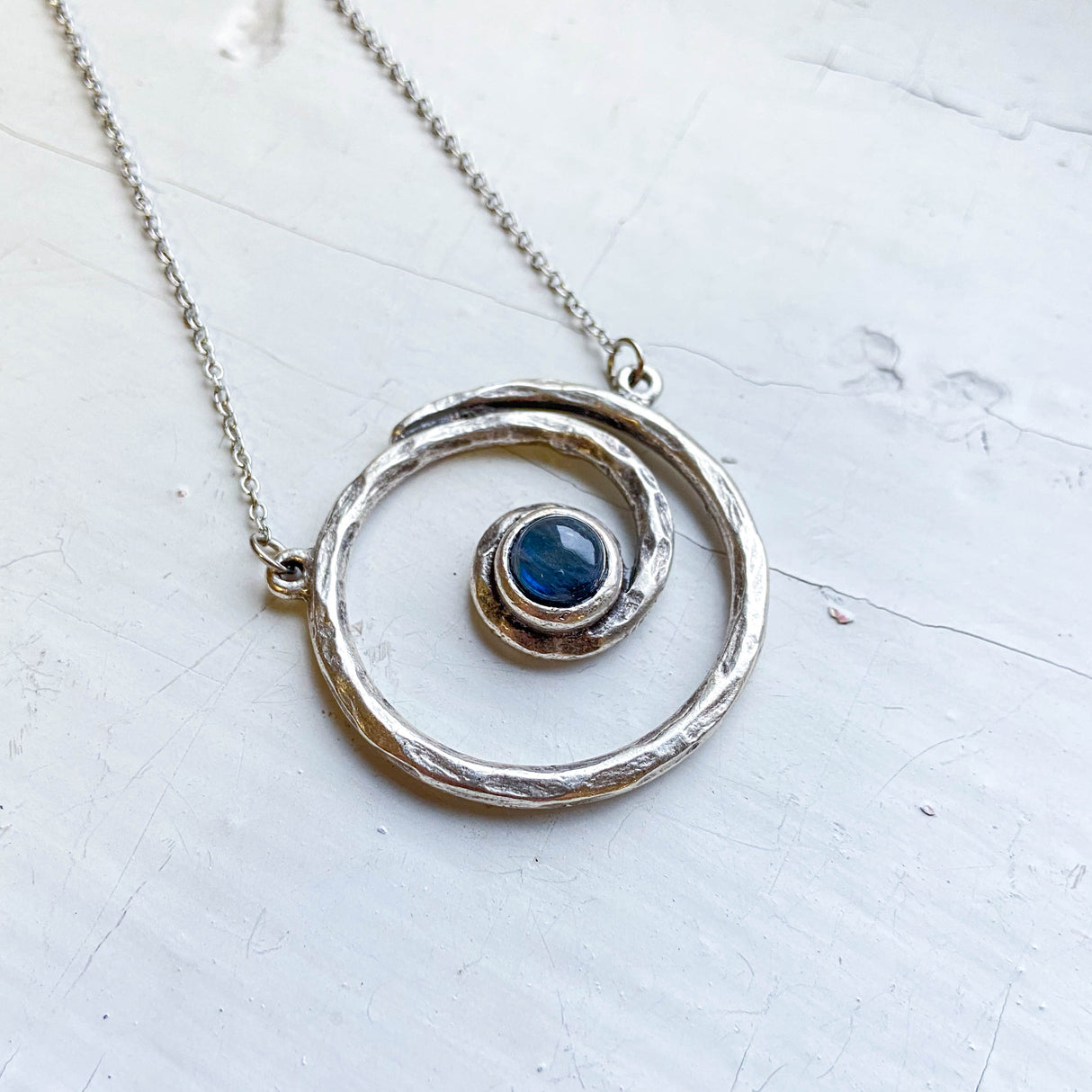 Milky Way Necklace - Spiral Silver Pendant with Labradorite by Yugen Handmade