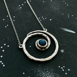 Milky Way Necklace - Spiral Silver Pendant with Labradorite by Yugen Handmade