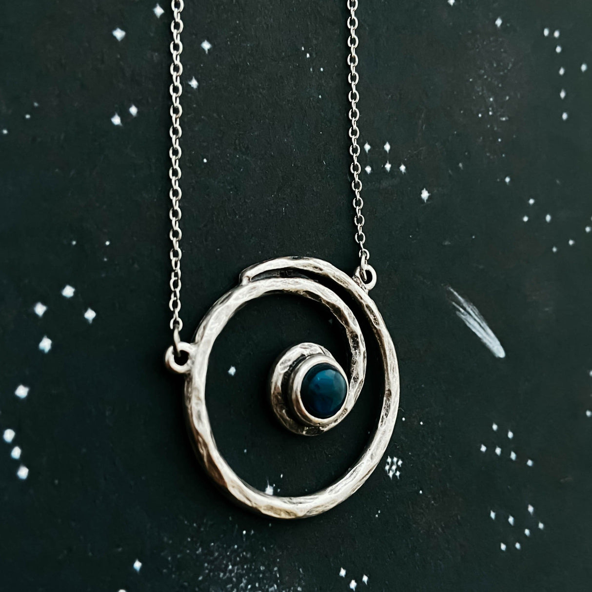 Milky Way Necklace - Spiral Silver Pendant with Labradorite by Yugen Handmade