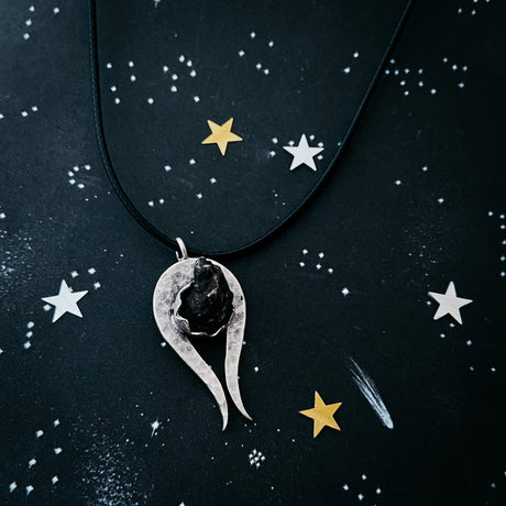 Comet Necklace with Authentic Meteorite by Yugen Handmade