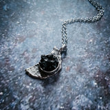 Crescent Moon Necklace with Authentic Meteorite by Yugen Handmade