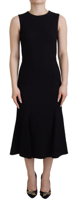 Black Dress Sheath Flare Viscose Dress by Faz