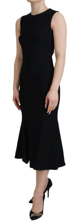 Black Dress Sheath Flare Viscose Dress by Faz