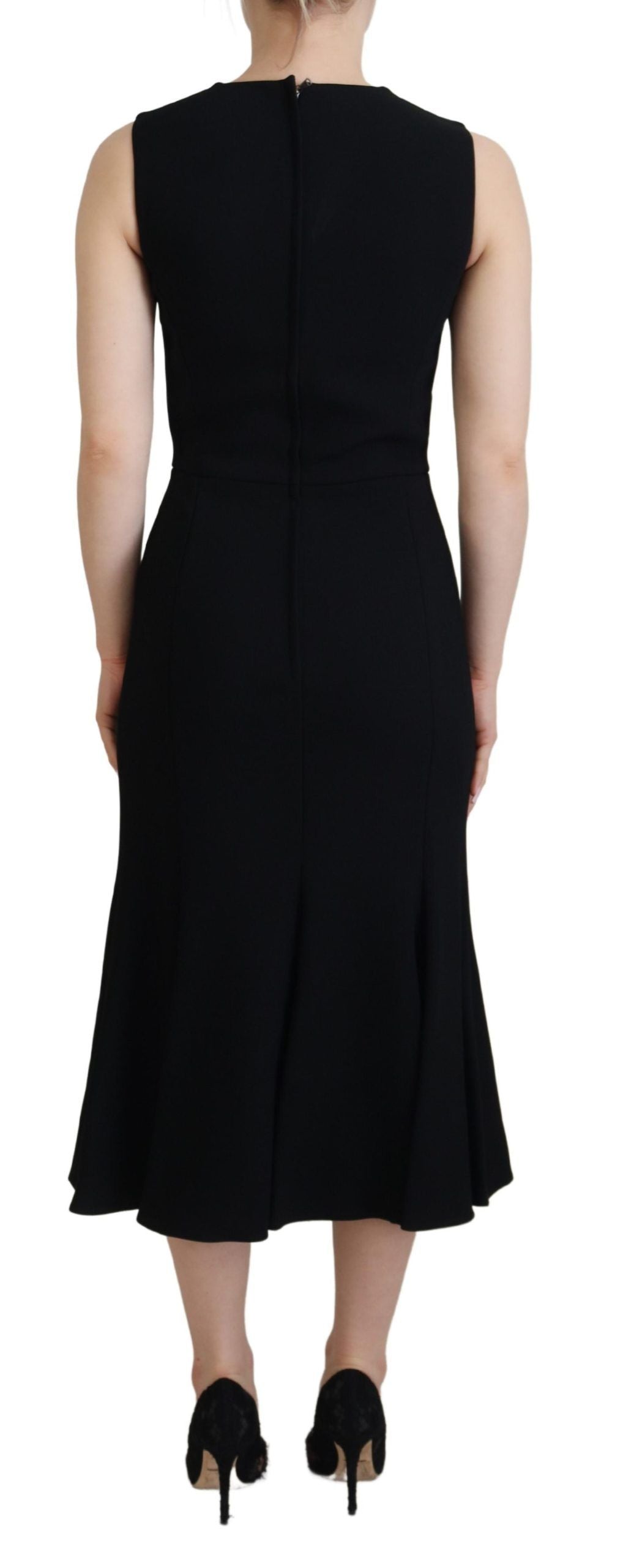 Black Dress Sheath Flare Viscose Dress by Faz