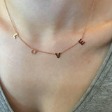 14k Gold L O V E Necklace with Diamonds by VicStoneNYC Fine Jewelry