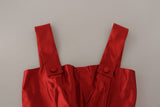 Red A-line Pleated Satin Silk Dress by Faz