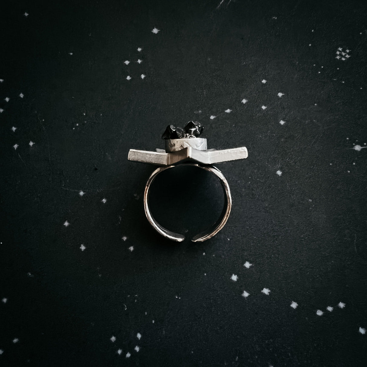 CLEARANCE Star Shaped Ring with Authentic Meteorite by Yugen Handmade