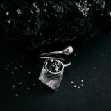 Dainty Oval Wrap Ring with Authentic Raw Meteorite by Yugen Handmade