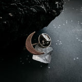 Crescent Moon Wrap Ring with Authentic Meteorite by Yugen Handmade