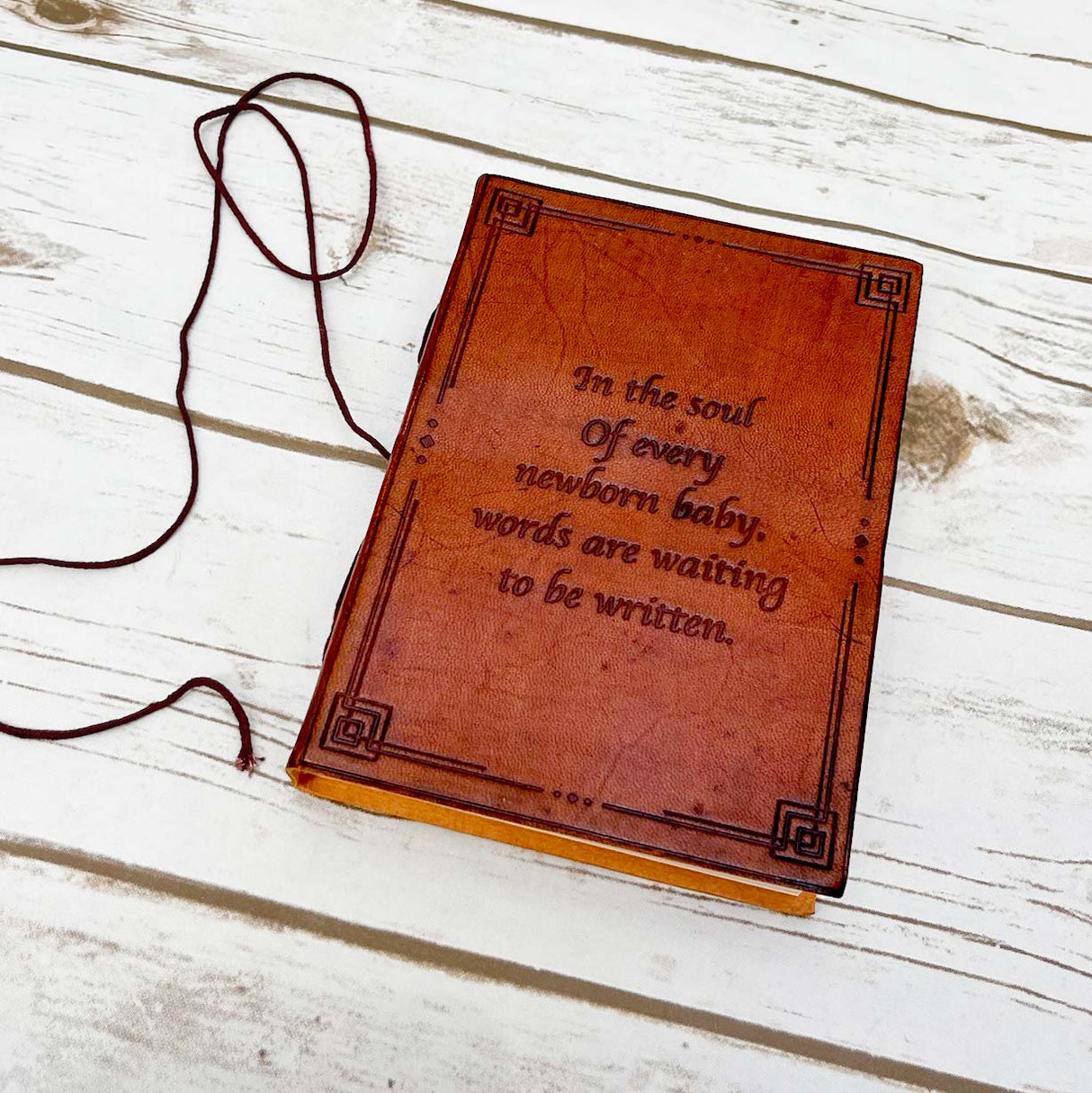 New Born Baby Quote Leather Journal - 7x5 by Soothi