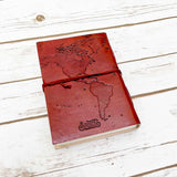 World Map 7x5 Handmade Leather Journal by Soothi