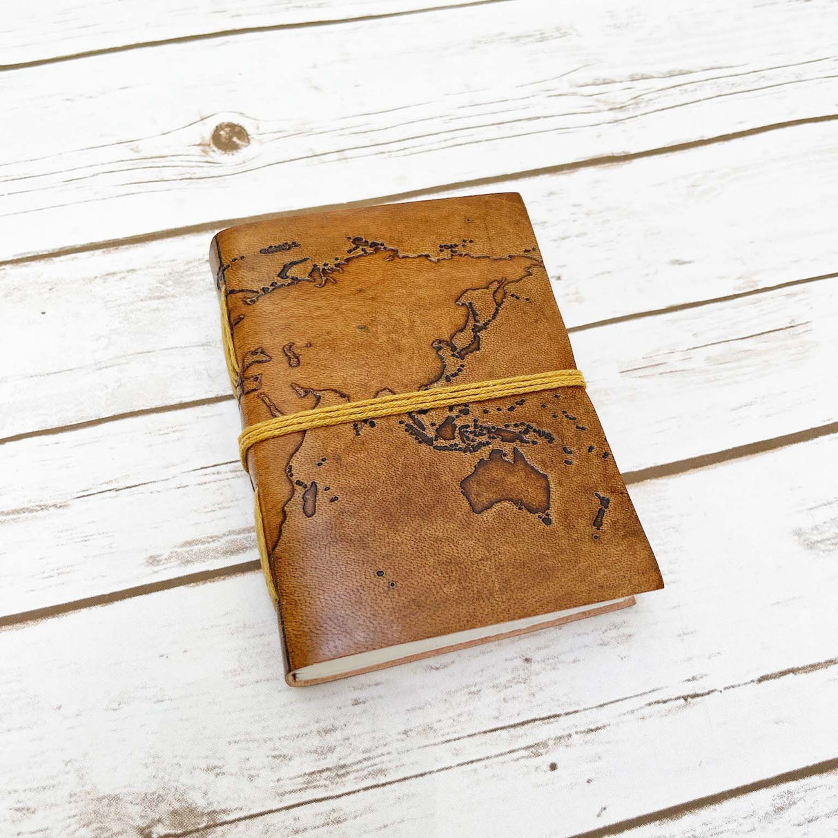 World Map 7x5 Handmade Leather Journal by Soothi