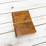 World Map 7x5 Handmade Leather Journal by Soothi