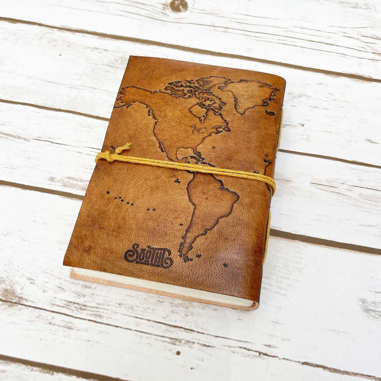 World Map 7x5 Handmade Leather Journal by Soothi