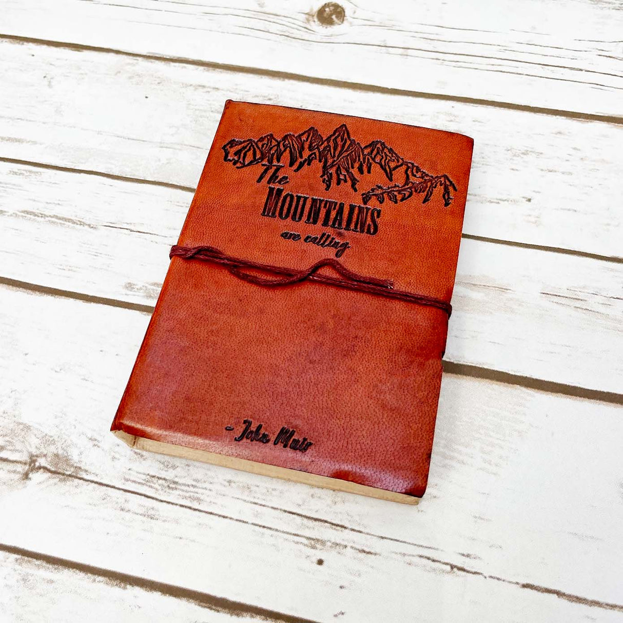 The Mountains Are Calling John Muir Quote Leather Journal - 7x5 by Soothi